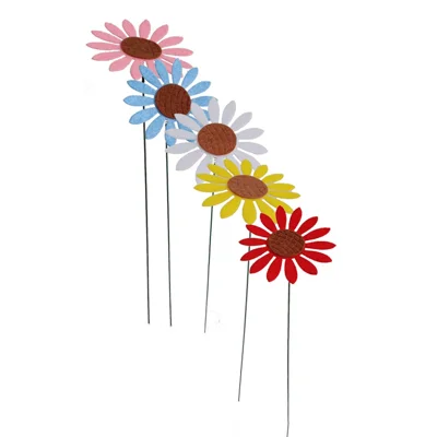 5Pcs Multicolor Daisy / Sunflower Shape Garden Stake Outdoor Courtyard Patio Lawn Decoration - G118