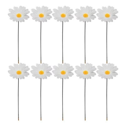 G329 10Pcs / Set Simulated Daisy Shape Garden Stake Outdoor Courtyard Patio Lawn Decoration