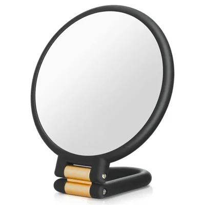 Portable 10X Magnifying Mirror Folding Double Sided Handheld Makeup Mirror Gift for Skincare Oral Inspection - Black