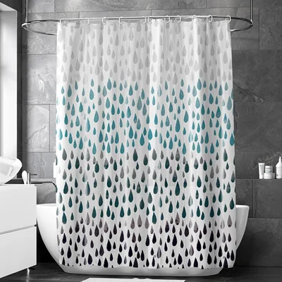 180 x 180cm Waterdrop Printed Waterproof PEVA Shower Curtain for Bathroom Moisture Proof Bath Divider