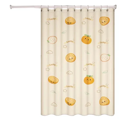 180 x 200cm Fashion Printed Bath Divider Waterproof Bathroom Shower Curtain with 12 Hooks - Orange