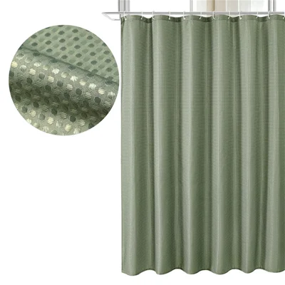 180 x 180cm Solid Color Waffle Grid Shower Curtain for Bathroom Moisture Proof Bath Divider - Bean Green
