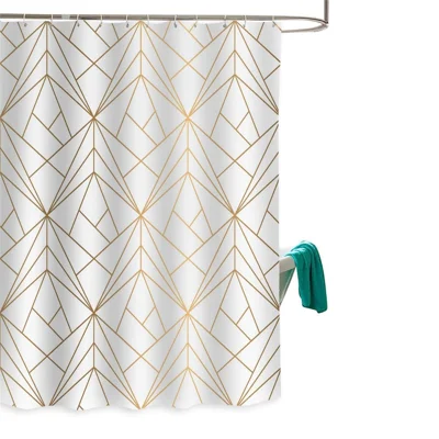 180 x 180cm Shower Curtain for Bathroom 3D Digital Print Moisture Proof Bath Divider with 12 Hooks - QM-04