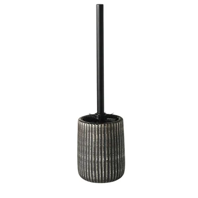 Long Handle Toilet Brush with Ceramic Draining Base Bathroom Cleaning Tool - Dark Color