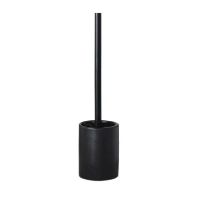 Long Handle Toilet Cleaning Brush with Ceramic Draining Base for Home School Dorm Bathroom - Black