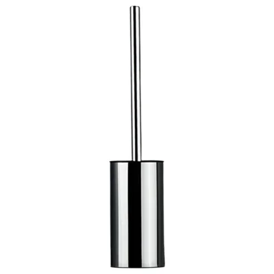 43cm Thickened Stainless Steel Long Handle Toilet Brush with Base Bathroom Cleaning Tool - Silver
