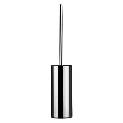 45cm Thickened Stainless Steel Long Handle Toilet Brush with Base Bathroom Cleaning Tool - Silver