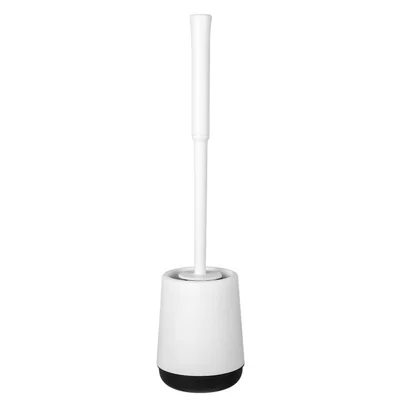 T-C207 Long Handle Toilet Brush with Base Floor Standing / Wall Mounted Hotel Home Bathroom Cleaning Brush - Black Bottom