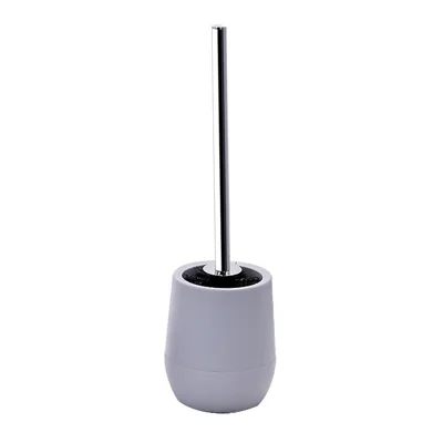 ZT-223-M Stainless Steel Handle Plastic Toilet Brush with Base Hotel Home Bathroom Cleaning Tool - Grey