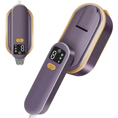 Handheld Garment Steamer Intelligent Digital Display 3 Steam Settings Mini Portable Iron, EU Plug - Purple