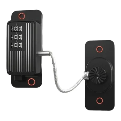 FQ10 No Drilling Child Safety Password Lock with Key for Windows Cabinets Refrigerators Steel Wire Limiter - Black