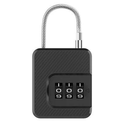 F337 3-Digit Combination Lock for Luggage Backpack Bike Basket Steel Cable Padlock Mini Security Lock - Black