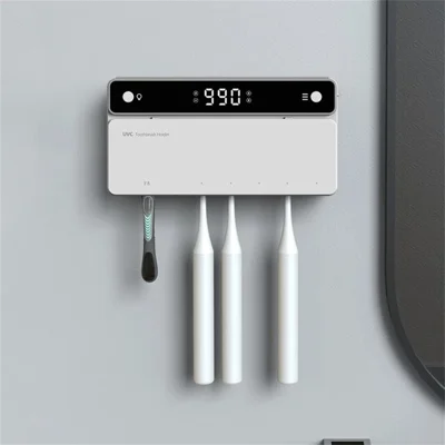 ES903 For Toothbrush and Razor UV Sterilizer No Drilling Wall Mounted Automatic Drying Storage Box - White