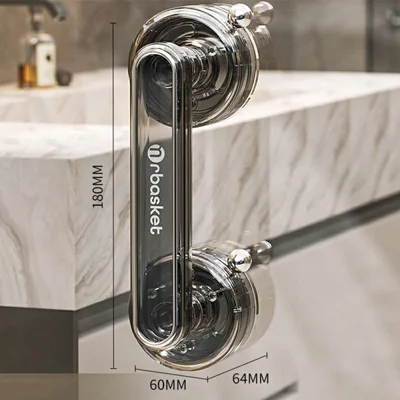 Zuignapdeurgreep voor glasdeur zonder boren, handgreep voor badkamer- en douchedeur, stevige grip voor raam, kast en koelkast - transparant grijs