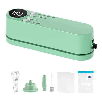 Mini Vacuum Sealer Rechargeable Food Sealing Machine Portable Packaging Device for Kitchen - Green