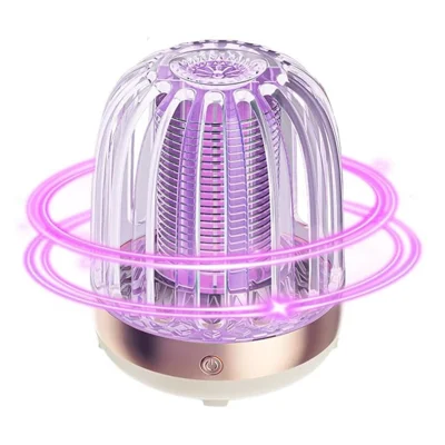 M8 Portable Electric Mosquito Killer Lamp USB Rechargeable UV Light Insect Trap for Indoor Outdoor - Gold+Beige
