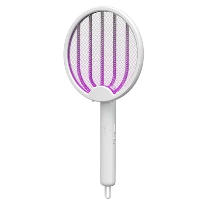 3500V High Voltage Rechargeable Electric Fly Swatter with UV Light 2 In 1 Foldable Bug Zapper for Indoor Outdoor - White