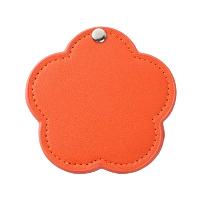 Floral Shape Pocket Mirror Portable PU Leather Cosmetic Mirror Rotating Mini Makeup Mirror - Orange
