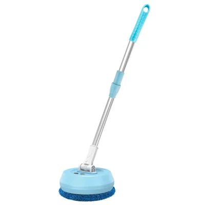 138cm Extendable Long Handle Electric Window Cleaner Wet and Dry Use Wireless Rotating Mop - Blue