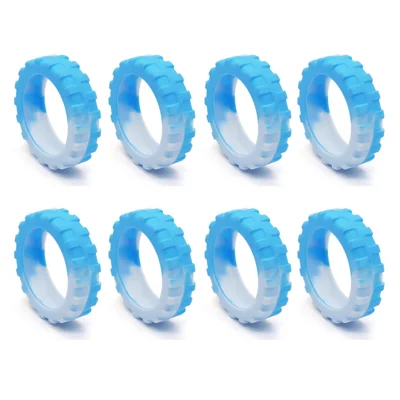 8Pcs 43-55mm Luggage Wheels Silicone Covers Noise Reduction Gradient Color for Suitcase Spinner Wheels - Blue White
