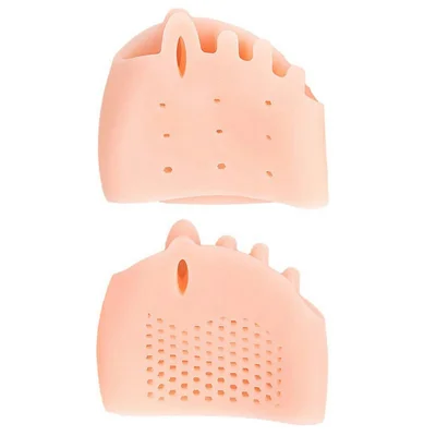 1 Pair Five Holes Honeycomb Toe Separator Gift for Bunion Relief Overlapping Toes Correction Silicone Toe Spacer - Nude