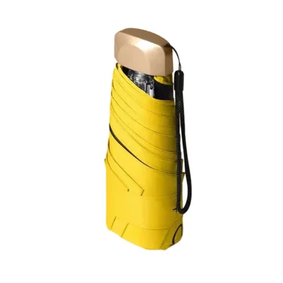 3.5cm Thickness UV Protection 6 Ribs Mini Flat Umbrella Sun Protection 5-fold Pocket Umbrella - Yellow