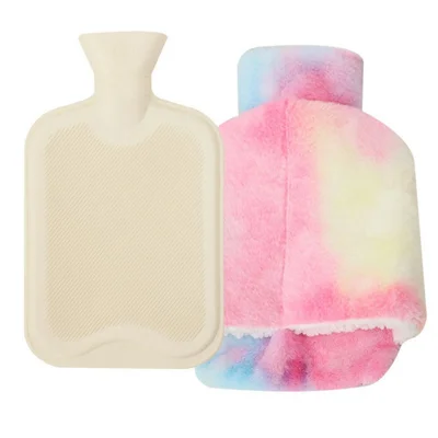 2L Foot Warmer Hot Water Bag with Removeable Plush Sleeve Refillable Winter Feet Heating Pack - Multi-color