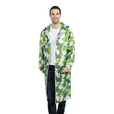 MEFINE Adult Hooded Raincoat for Outdoor Hiking Men Women Waterproof EVA Full Body Poncho - Green Camouflage