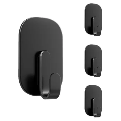 4 piezas de ganchos magnéticos sin rastro para el lateral del refrigerador, soporte multiusos con imán fuerte - Negro