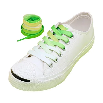 1Pair Colorful Gradient Shoelaces 95CM Flat Canvas Sneaker Laces Casual Style - Green