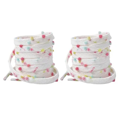 1 Pair 120cm Flat Laces with Pompom Decor for Sneakers Shoelaces Sports Shoes Accessories - Pink Pompom