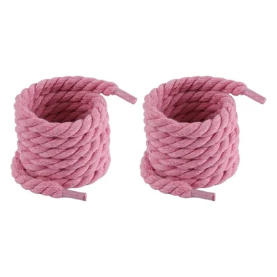 120cm 3-Strand Hemp Rope Replacement Laces for Sneakers Boots 7mm Thick Round Shoelaces - Pink