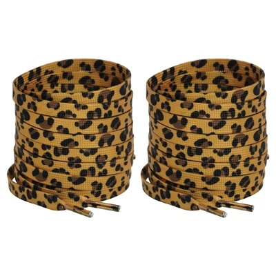 140cm Fashion Leopard Print Shoelaces for Sneakers Casual Shoes Polyester Cotton Flat Laces