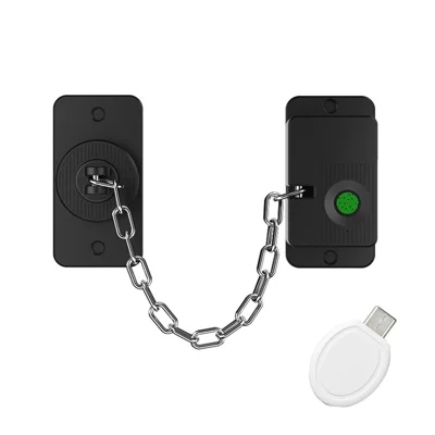 Serrure de sécurité de la chaîne d'empreintes digitales FQ23 avec clé électronique pour réfrigérateur, fenêtre, porte coulissante - Noir