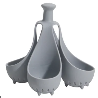 Cuiseur à œufs en silicone créatif avec drainage et plateau de rangement pour 4 œufs