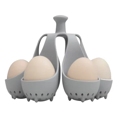 Cuiseur à œufs en silicone créatif avec répartition uniforme de la chaleur, fabricant d'œufs durs avec plateau de rangement perforé pour 6 œufs