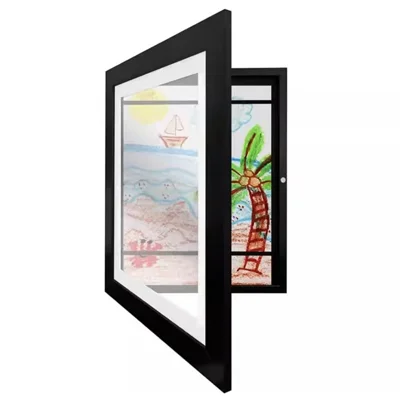 A4 (21x29.7cm) Flip Photo Frame Magnetic Picture Frame Clear Display for Art Photos Storage - Black