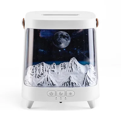 Aroma Diffuser USB Humidifier Colorful Flame Atmosphere Light Mist Maker for Home Office - Planet / White