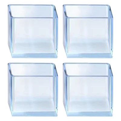 4Pcs / Set 25*25mm Furniture Leveling Feet System Square Chair Leg Caps Transparent Rubber Feet Protector Dust Cover