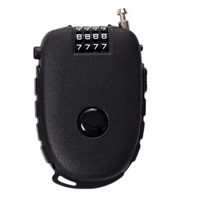 605 4-Digit Combination Lock 75cm Retractable Steel Cable Security Lock for Stroller Bike Luggage - Black
