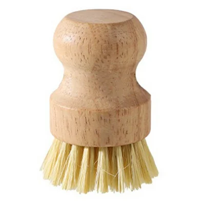 Solid Wood Dish Brush Sisal Coconut Fiber Kitchen Cleaning Brush Short Handle for Pot Pan Scrubbing - Sisal Fiber