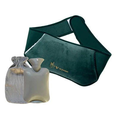 WA-114 Wearable Hot Water Bottle with Waist Belt Winter Warming Bag for Abdomen Back - Green