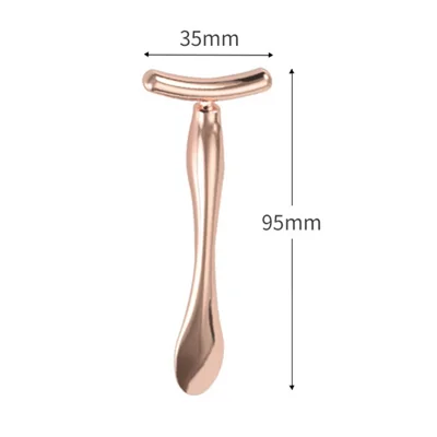 Massajador em Forma de T para Creme de Olhos, Ferramenta de Massagem Facial, Aplicador de Beleza para Área do Rosto e Olhos - Dourado Rosado