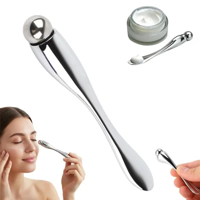 Metal Øjenkræm Massage Rulle Serum Skoppe Ansigt Rulle Øjemassager til Reduktion af Hævelse / Rynker / Stresslindring