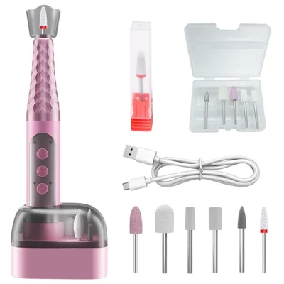 GMC-251 Elektrische Nagelfräse mit 6 Geschwindigkeitsstufen und 6 Fräsköpfen, Nagellackentferner für den Heim- und Profi-Gebrauch – Pink