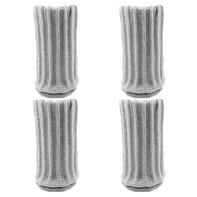 4Pcs / Set High Elastic Knitted Table Chair Feet Leg Cover Furniture Floor Protector Cover Noise Reduction Bottom Pad - Light Grey