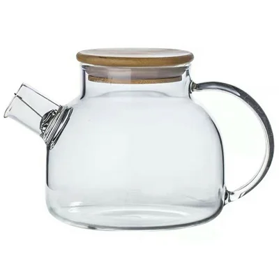 Carafe en verre de 1000 ml avec couvercle et poignée, carafe à eau en verre borosilicate haute qualité pour boissons chaudes et froides (sans FDA, sans BPA) - Transparent