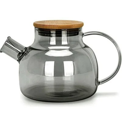 Carafe en verre 1000 ml, résistant à la chaleur, pichet à jus en verre borosilicate haut de gamme (sans FDA, sans BPA) - Noir
