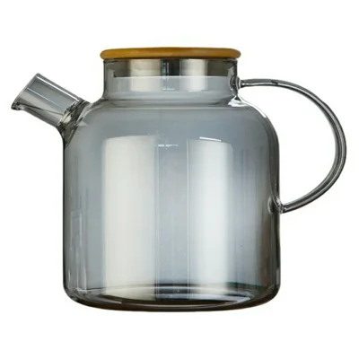 Carafe en verre 1500 ml, résistante à la chaleur, pichet à jus en verre borosilicate haut de gamme (sans FDA, sans BPA) - Noir