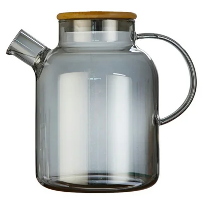 Carafe en verre 1800 ml, résistant à la chaleur, pichet à jus en verre borosilicate haut de gamme (sans FDA, sans BPA) - Noir
